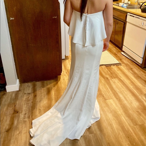 Whispers & Echoes White Strapless Wedding Dress Size 4 - Picture 6 of 7